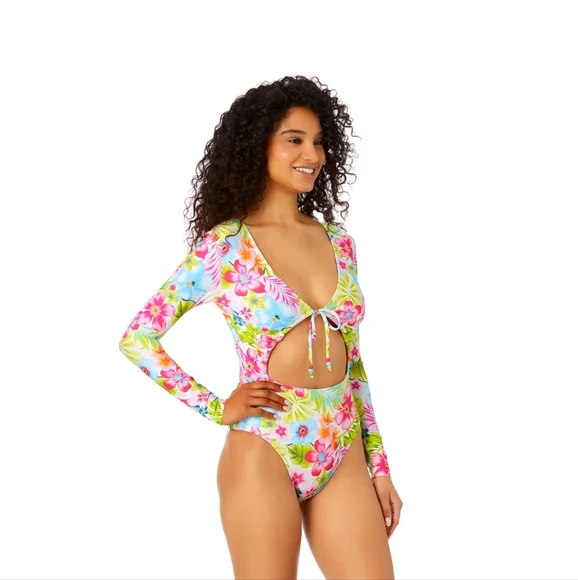 Celebrity Pink Junior's Tropical Dream Swim Rashguard Size M - **NWT** - Picture 2 of 3